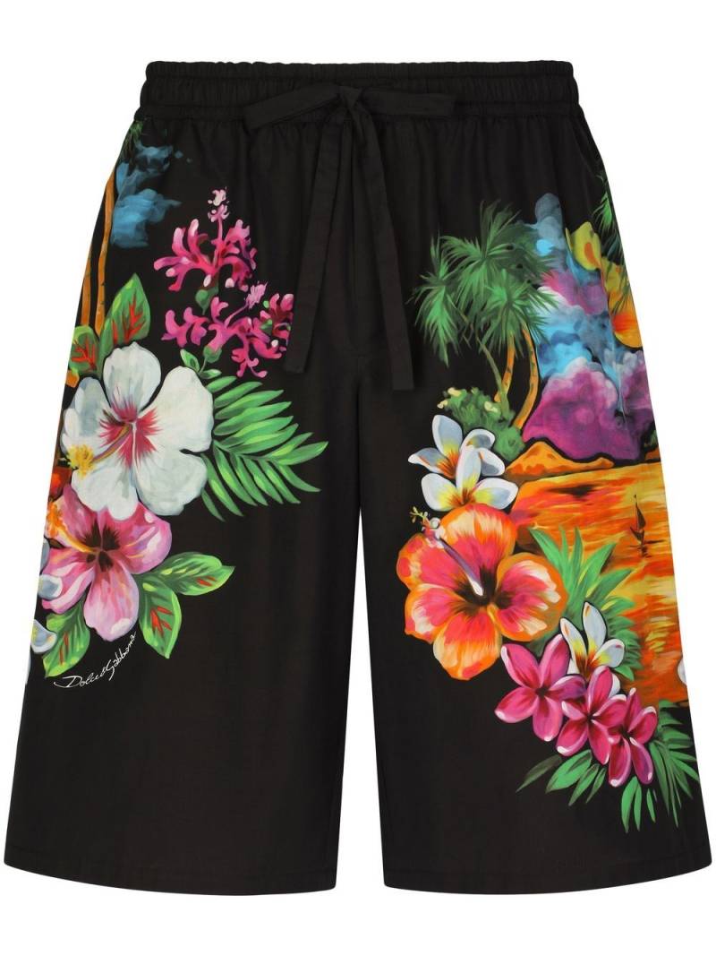 Dolce & Gabbana floral-print bermuda shorts - Black von Dolce & Gabbana
