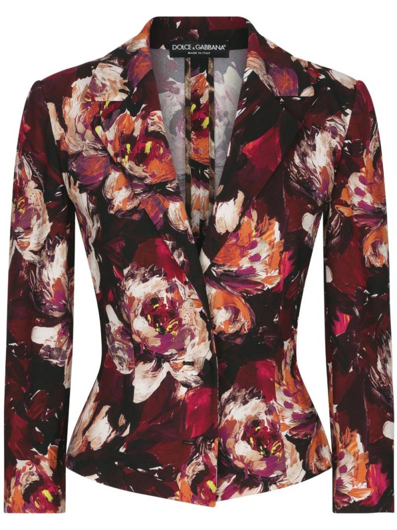 Dolce & Gabbana floral-print fitted-waistline blazer - Red von Dolce & Gabbana