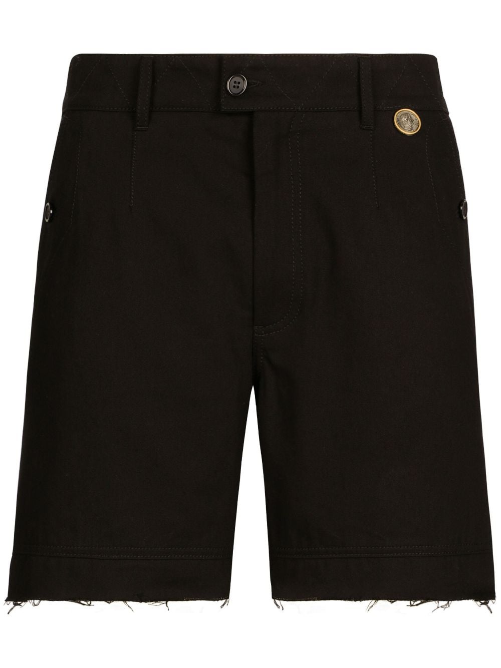 Dolce & Gabbana frayed-hem twill bermuda shorts - Black von Dolce & Gabbana