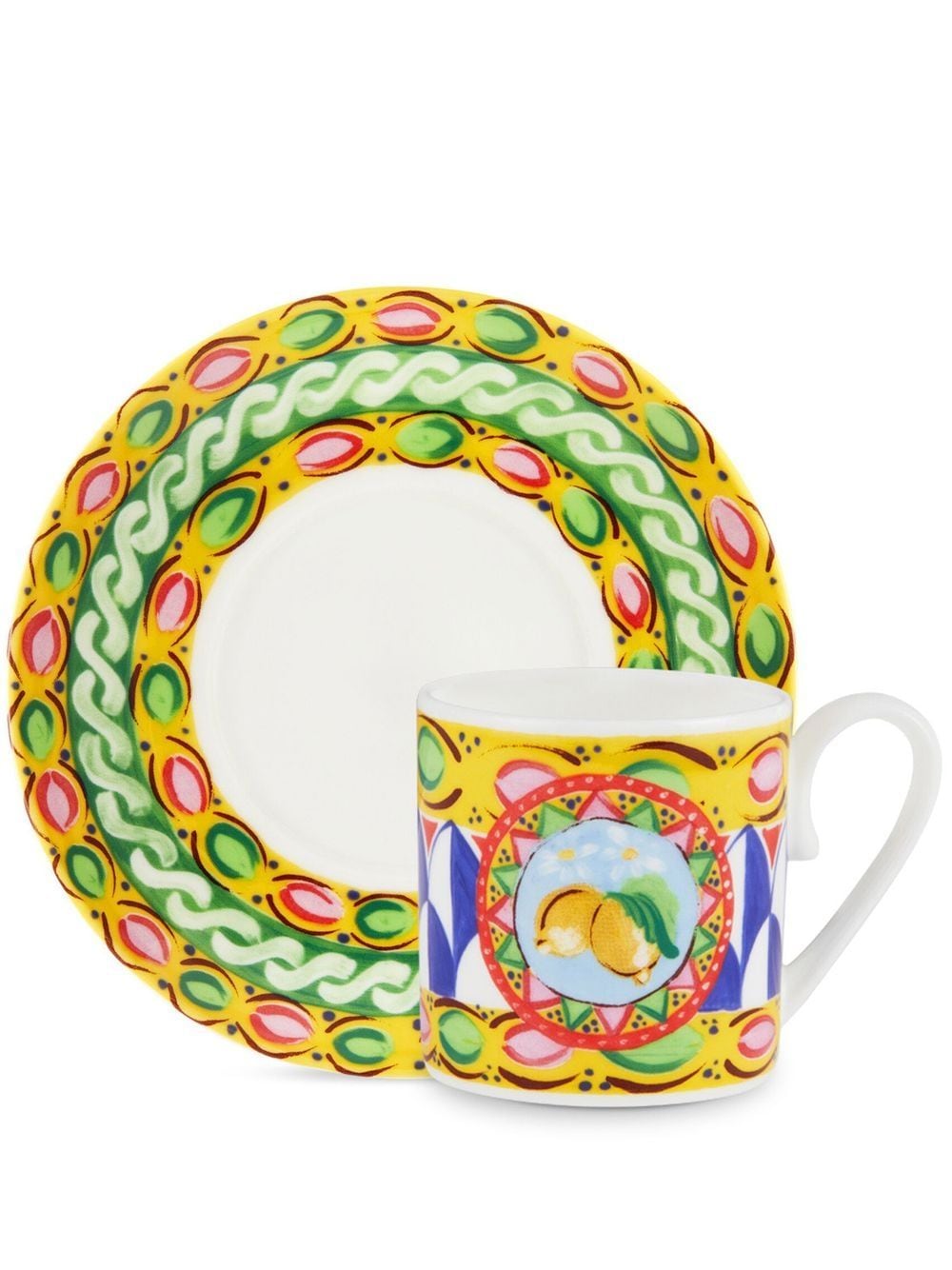 Dolce & Gabbana geometric-pattern porcelain espresso-set - Yellow von Dolce & Gabbana