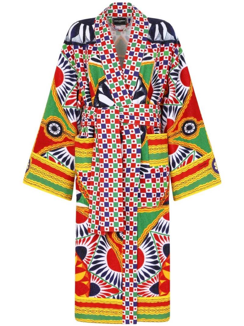 Dolce & Gabbana graphic-print long sleeve bathrobe - Yellow von Dolce & Gabbana