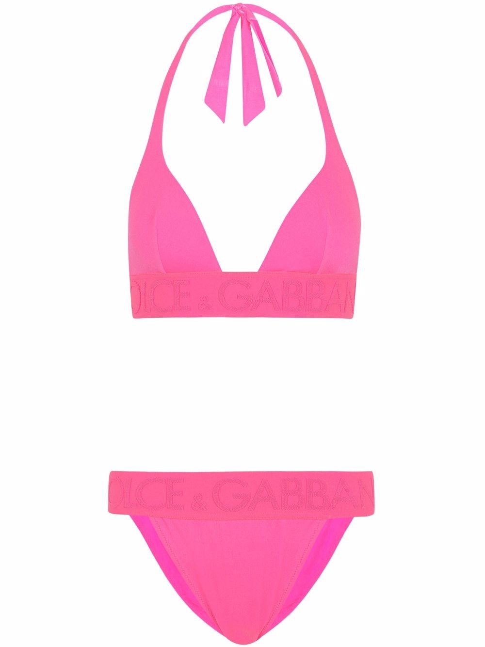 Dolce & Gabbana halterneck logo-band bikini - Pink von Dolce & Gabbana