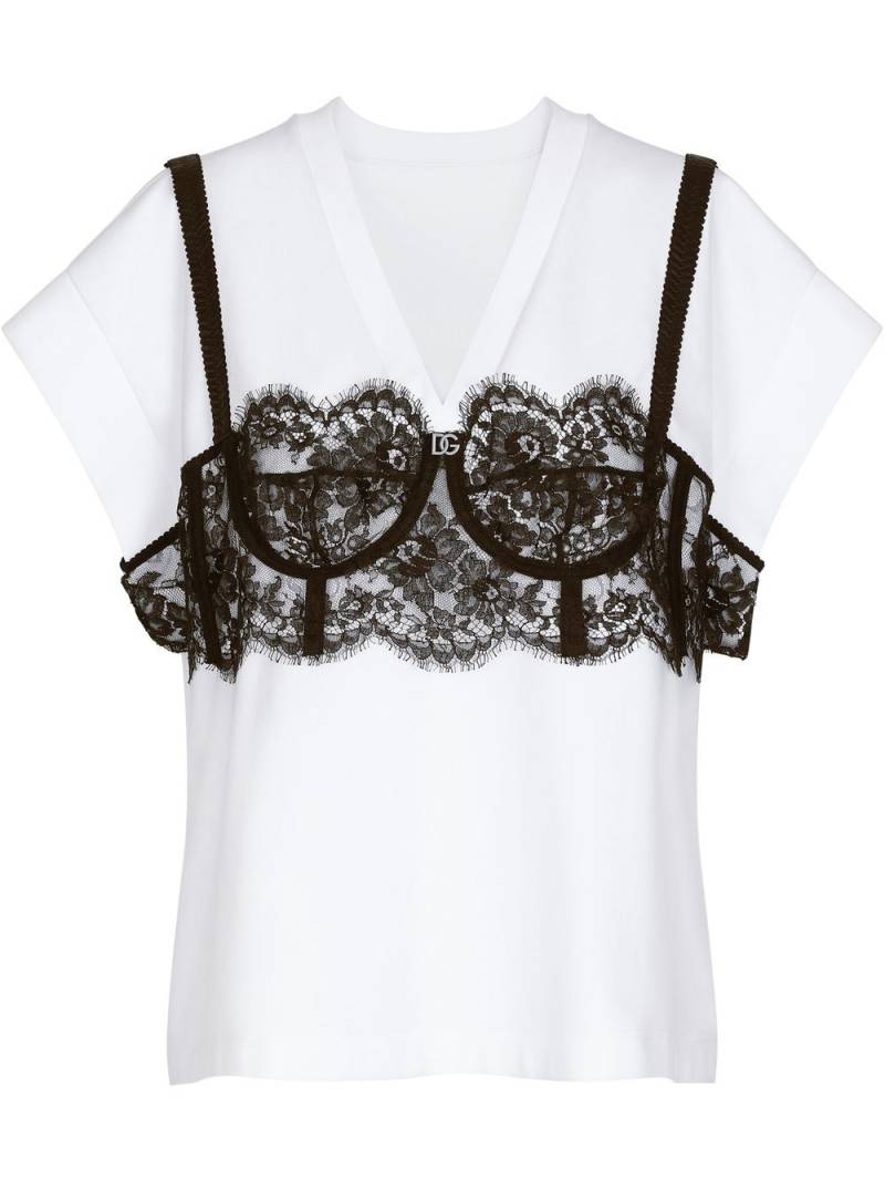 Dolce & Gabbana lace-detail bustier T-shirt - White von Dolce & Gabbana