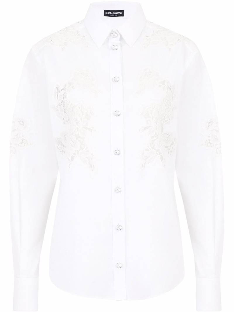 Dolce & Gabbana openwork poplin shirt - White von Dolce & Gabbana