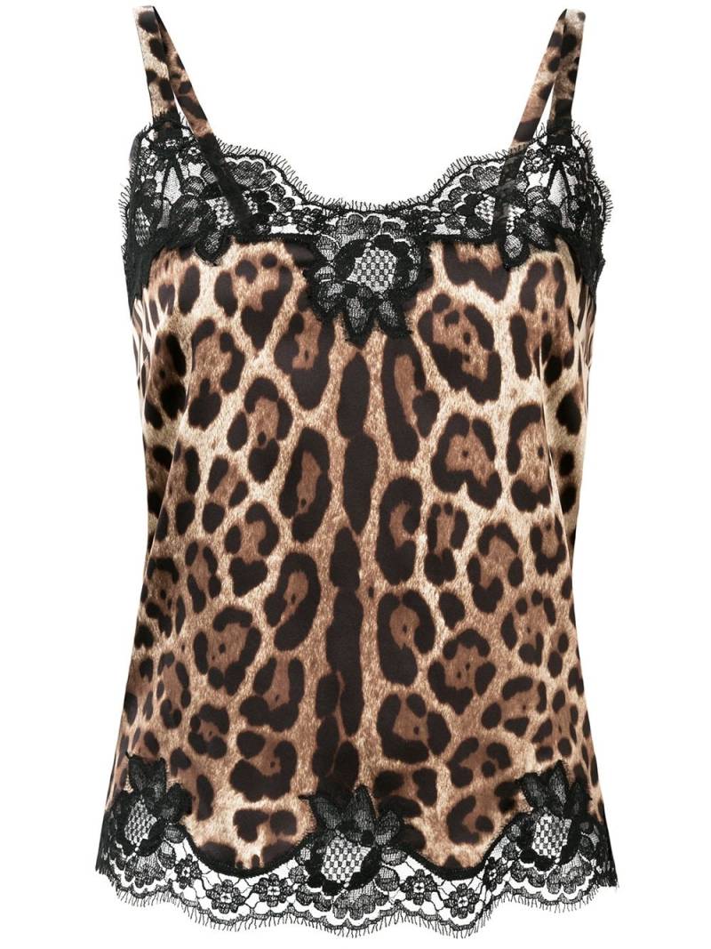 Dolce & Gabbana leopard-print satin camisole top - Brown von Dolce & Gabbana