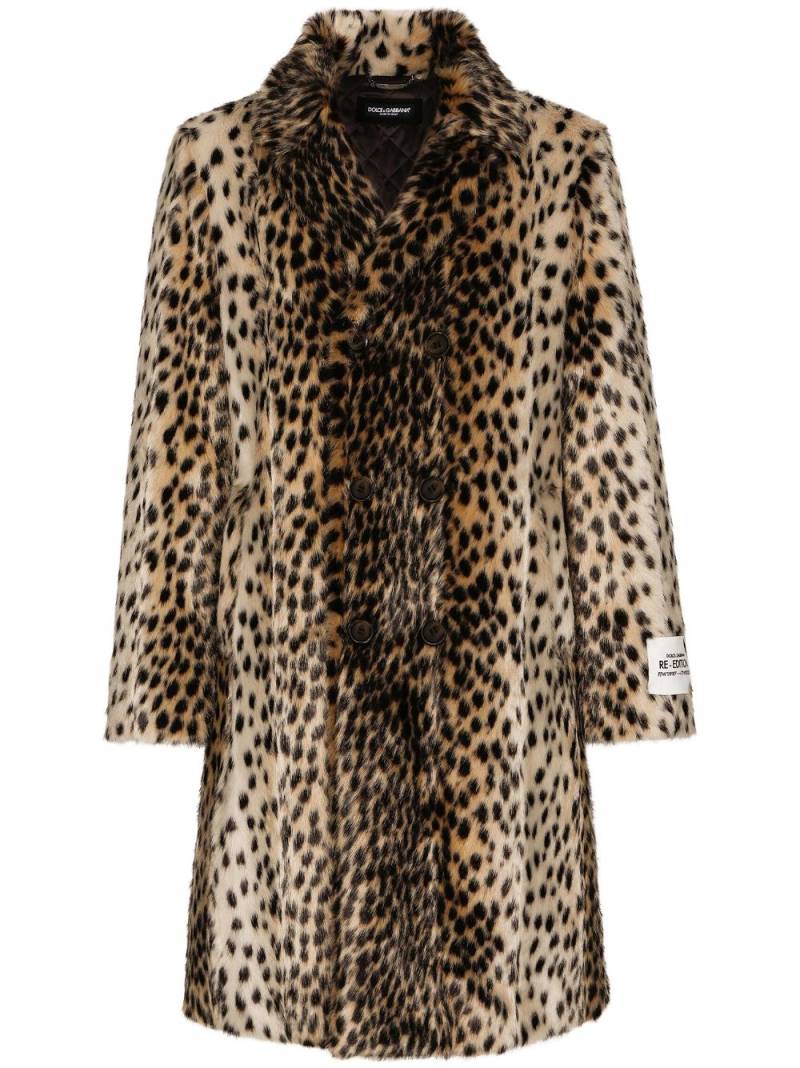 Dolce & Gabbana leopard-print faux fur coat - Neutrals von Dolce & Gabbana