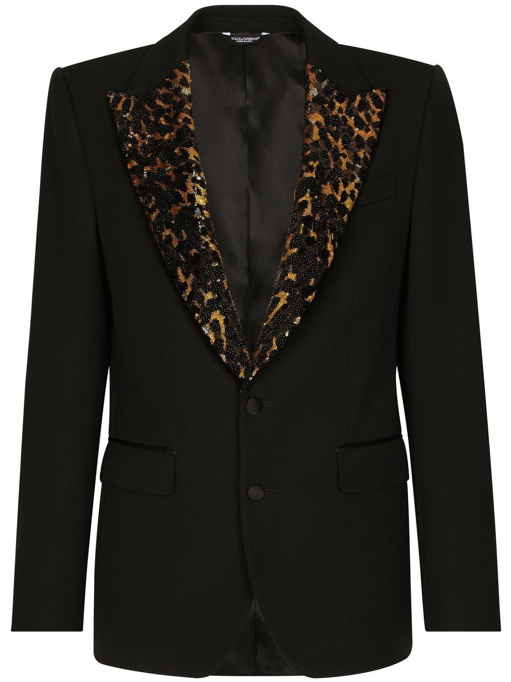 Dolce & Gabbana Sicilia-fit leopard-print tuxedo blazer - Black von Dolce & Gabbana