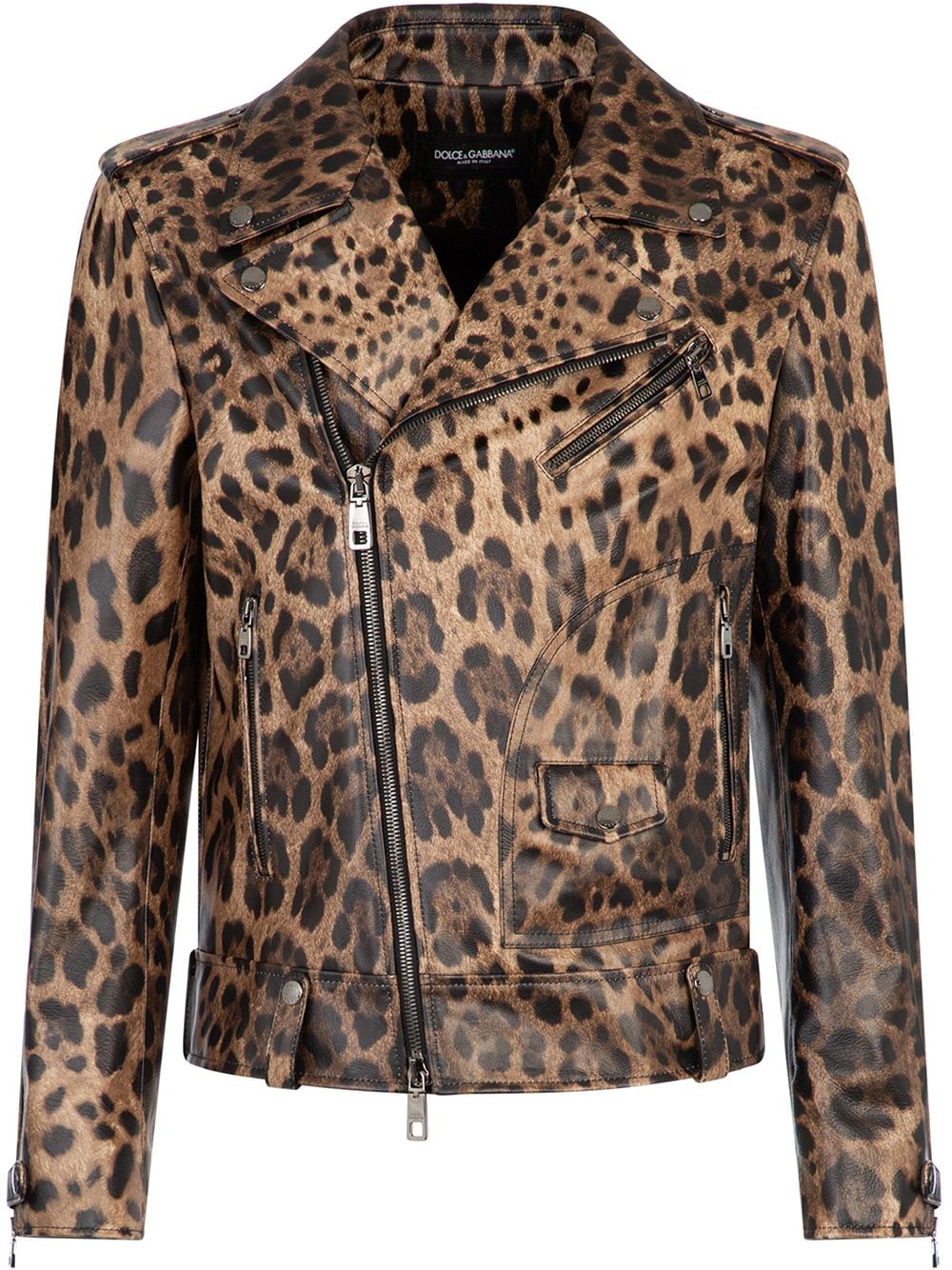 Dolce & Gabbana leopard-print leather jacket - Brown von Dolce & Gabbana