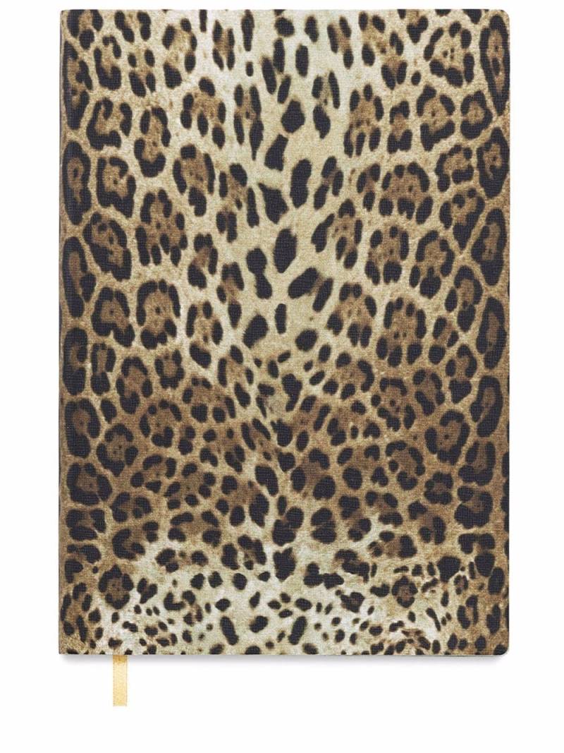 Dolce & Gabbana medium leopard-print leather blank notebook - Yellow von Dolce & Gabbana