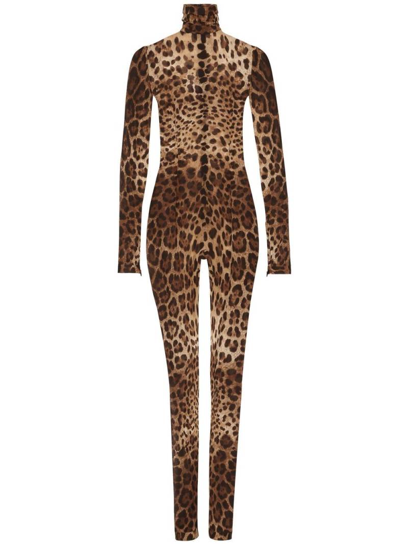 Dolce & Gabbana KIM DOLCE&GABBANA leopard-print sheer jumpsuit - Brown von Dolce & Gabbana