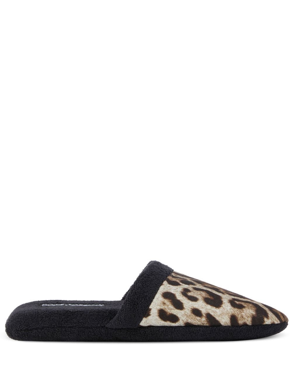 Dolce & Gabbana leopard-print terry slippers - Black von Dolce & Gabbana