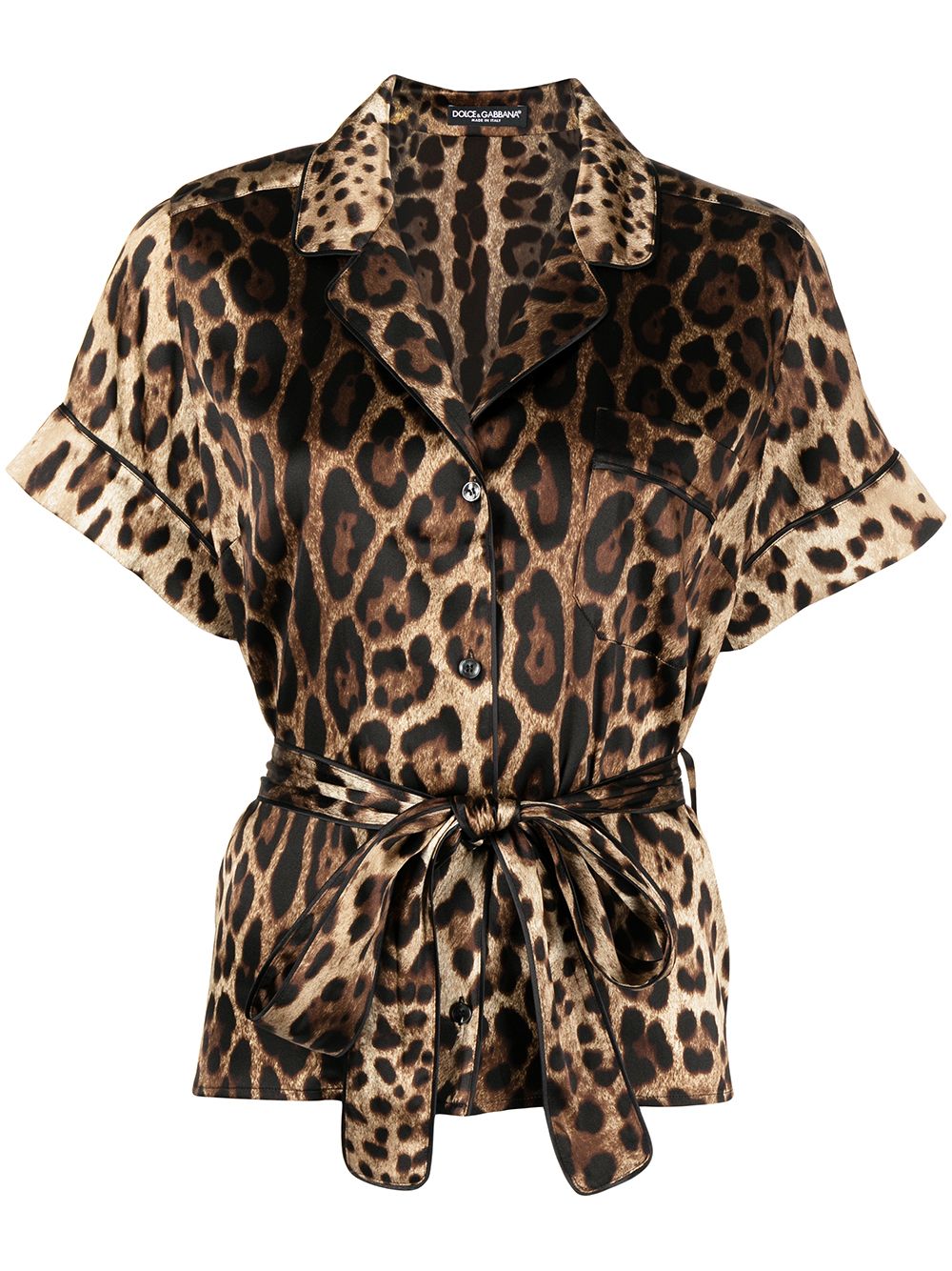 Dolce & Gabbana leopard-print belted silk shirt - Brown von Dolce & Gabbana