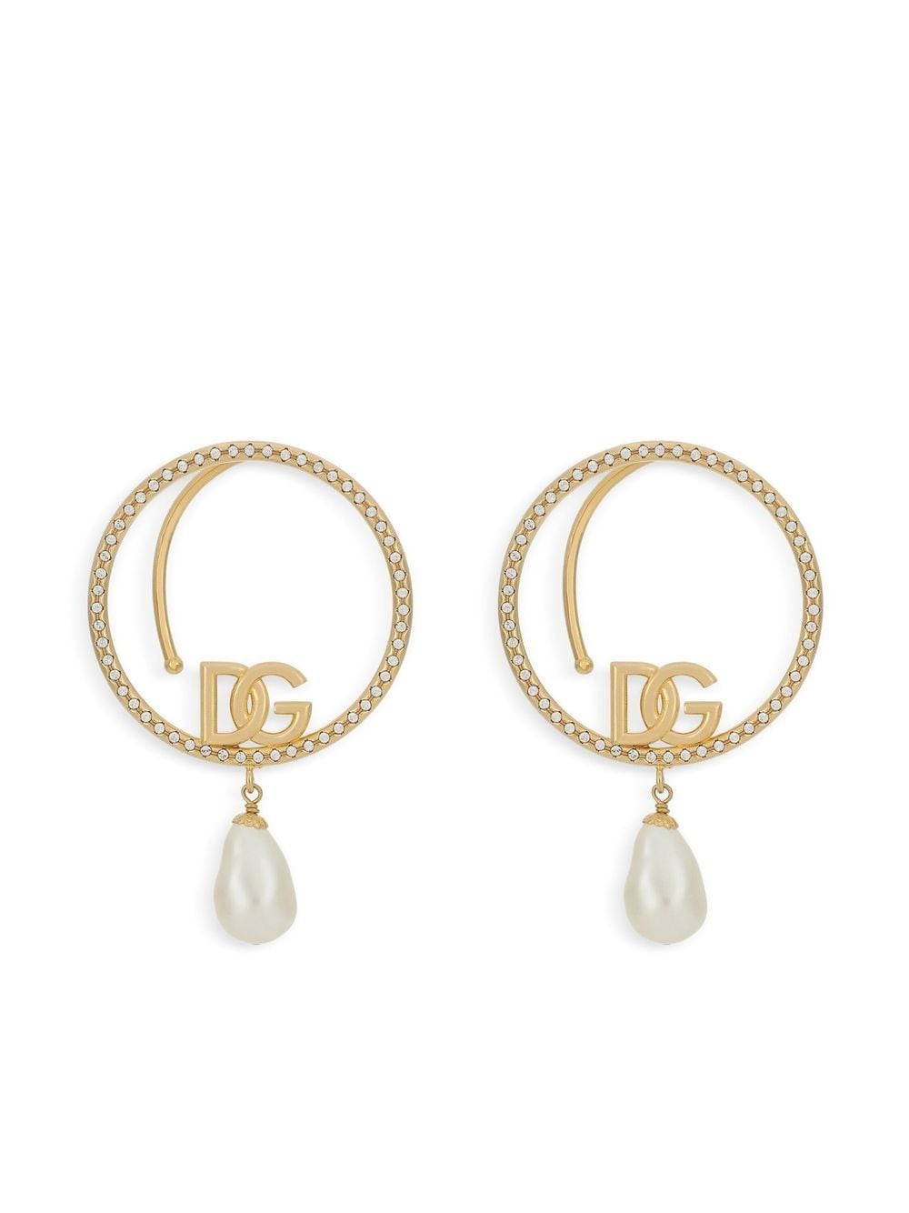 Dolce & Gabbana DG-logo pearl-embellished hoop earrings - Gold von Dolce & Gabbana