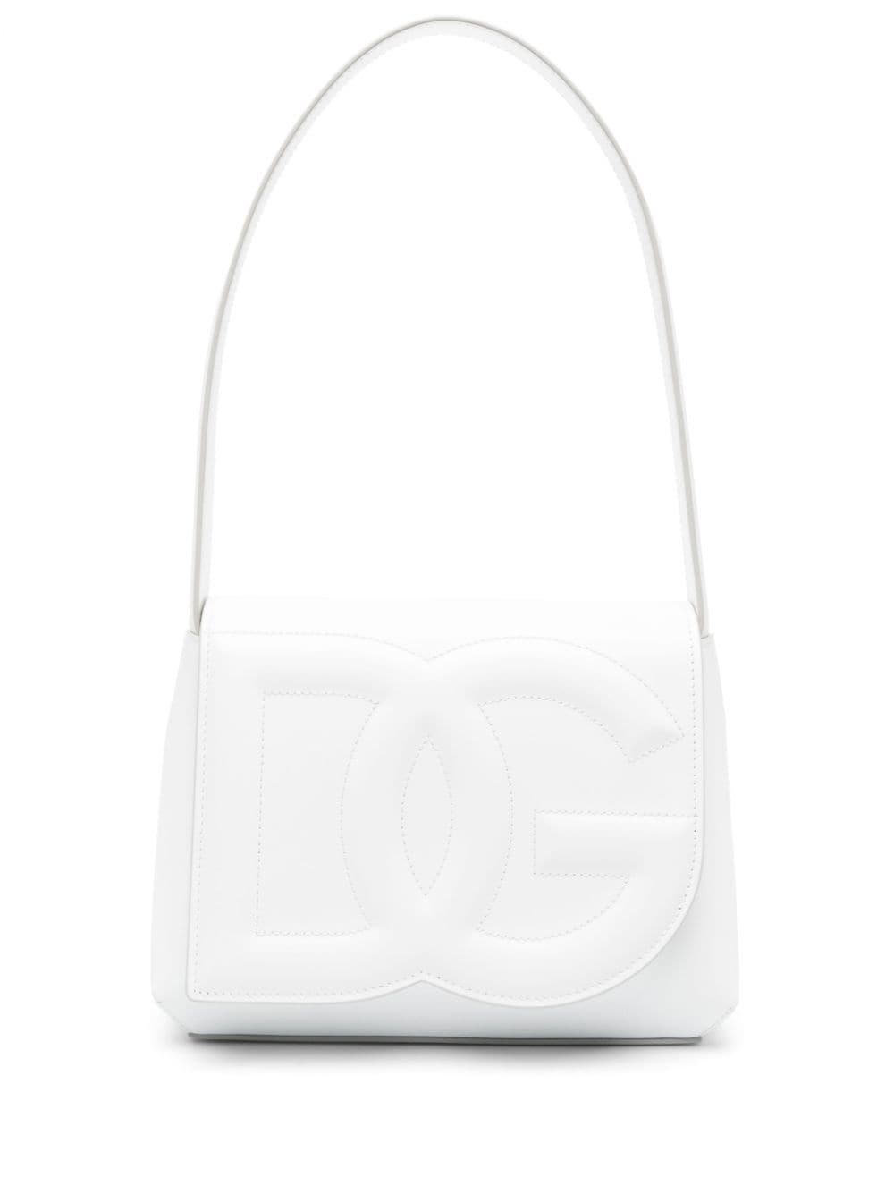 Dolce & Gabbana logo-embossed leather shoulder bag - White von Dolce & Gabbana