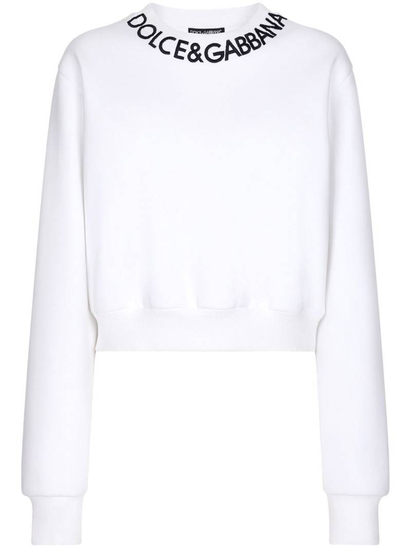 Dolce & Gabbana logo-embroidered cropped sweatshirt - White von Dolce & Gabbana
