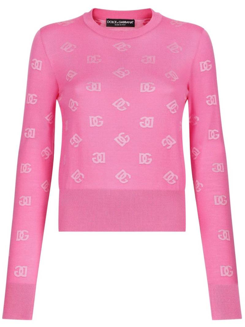 Dolce & Gabbana logo-jacquard crew-neck jumper - Pink von Dolce & Gabbana