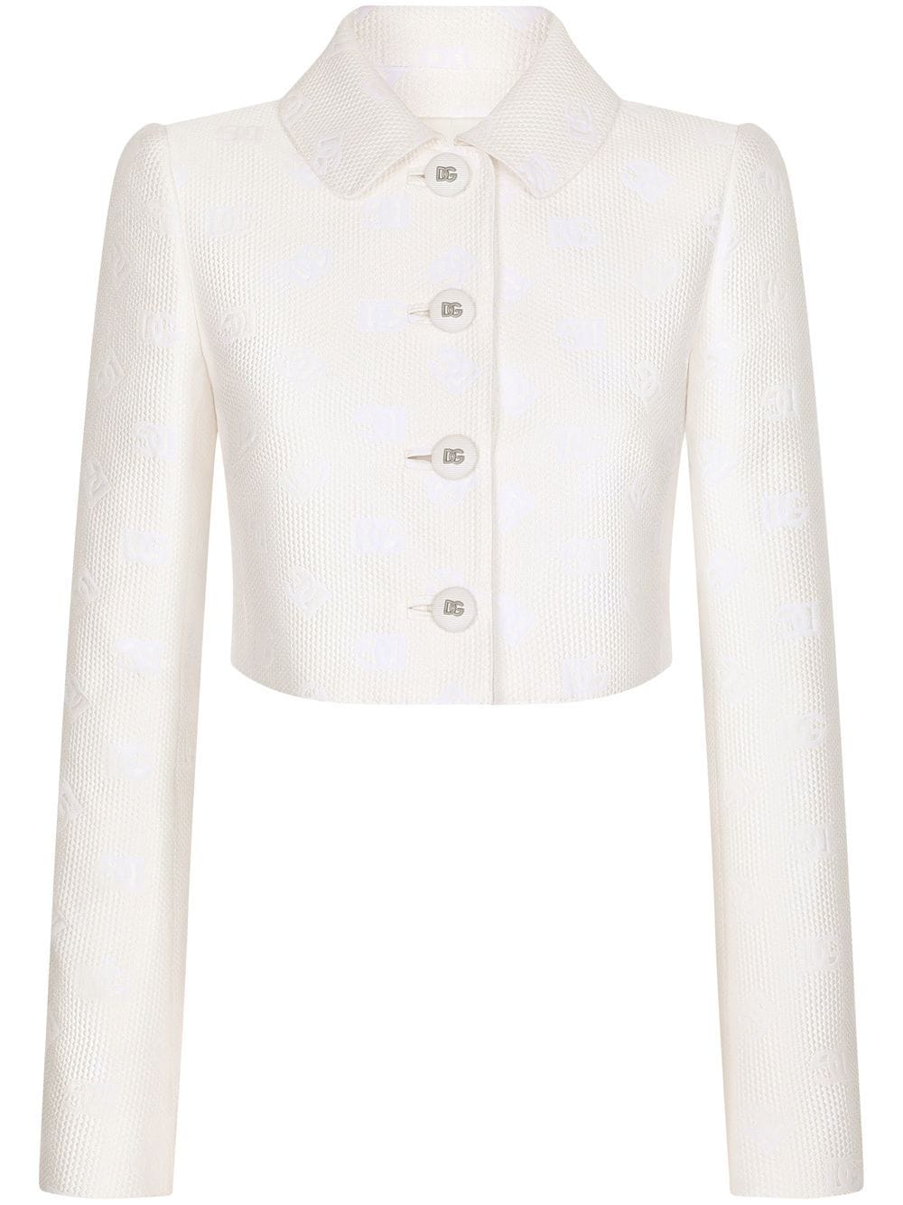 Dolce & Gabbana DG-logo jacquard cropped jacket - White von Dolce & Gabbana