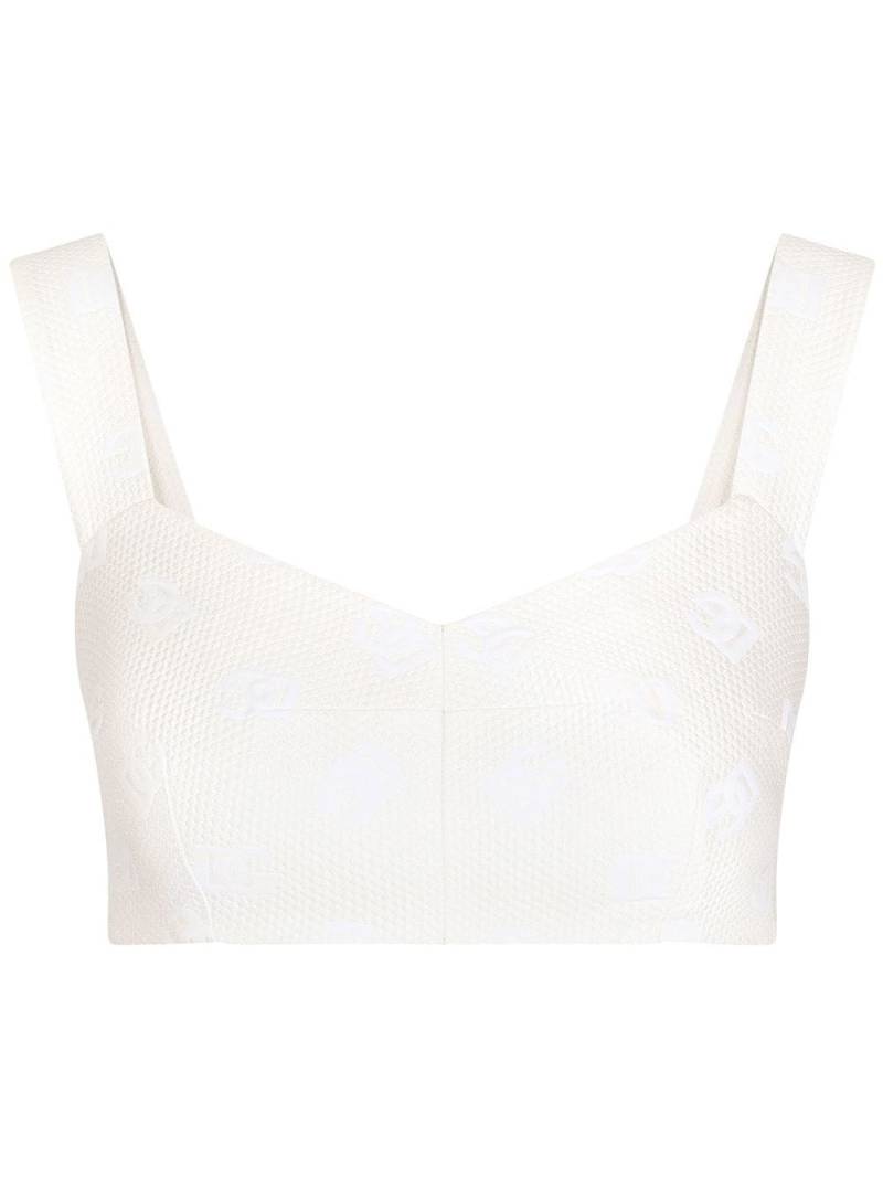 Dolce & Gabbana DG-logo jacquard corset top - White von Dolce & Gabbana