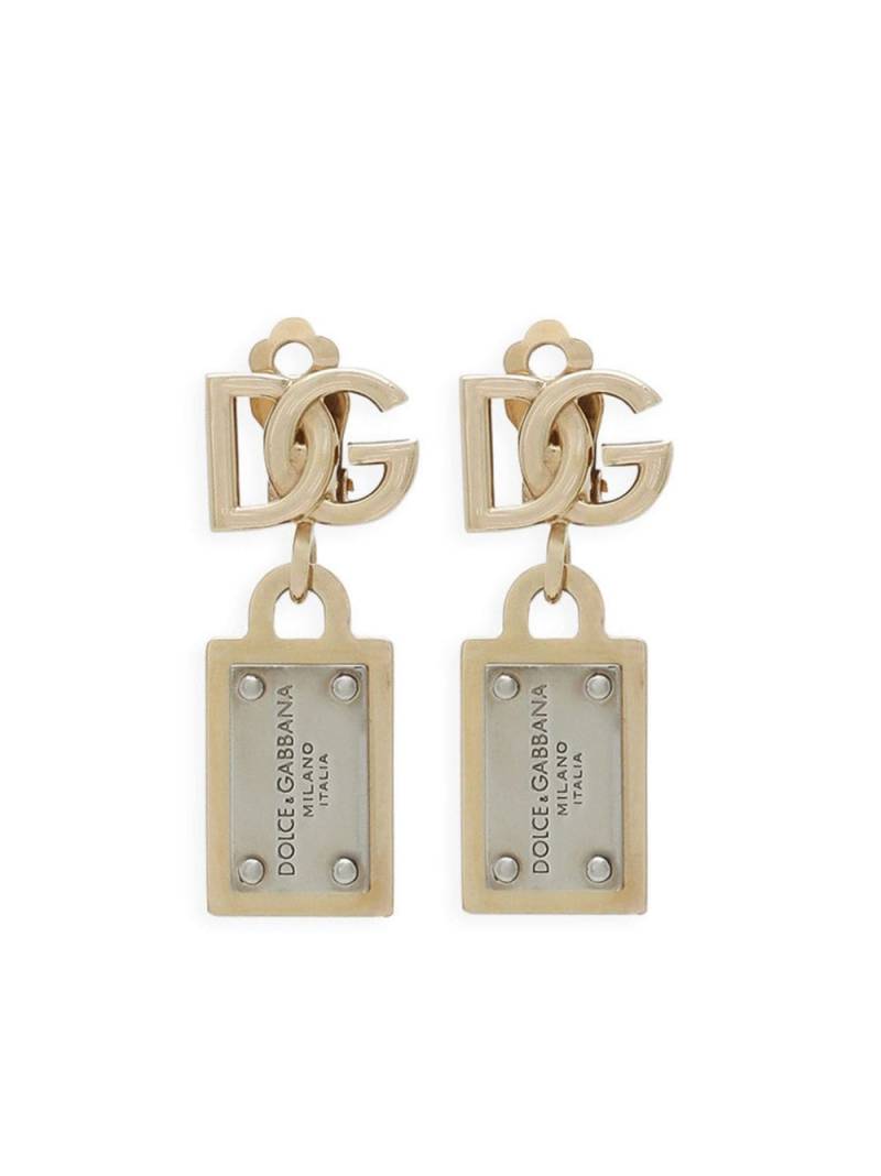 Dolce & Gabbana logo-lettering drop earrings - Gold von Dolce & Gabbana