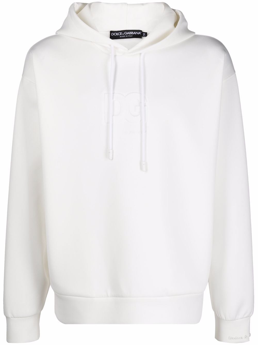 Dolce & Gabbana logo-patch V-neck hoodie - White von Dolce & Gabbana
