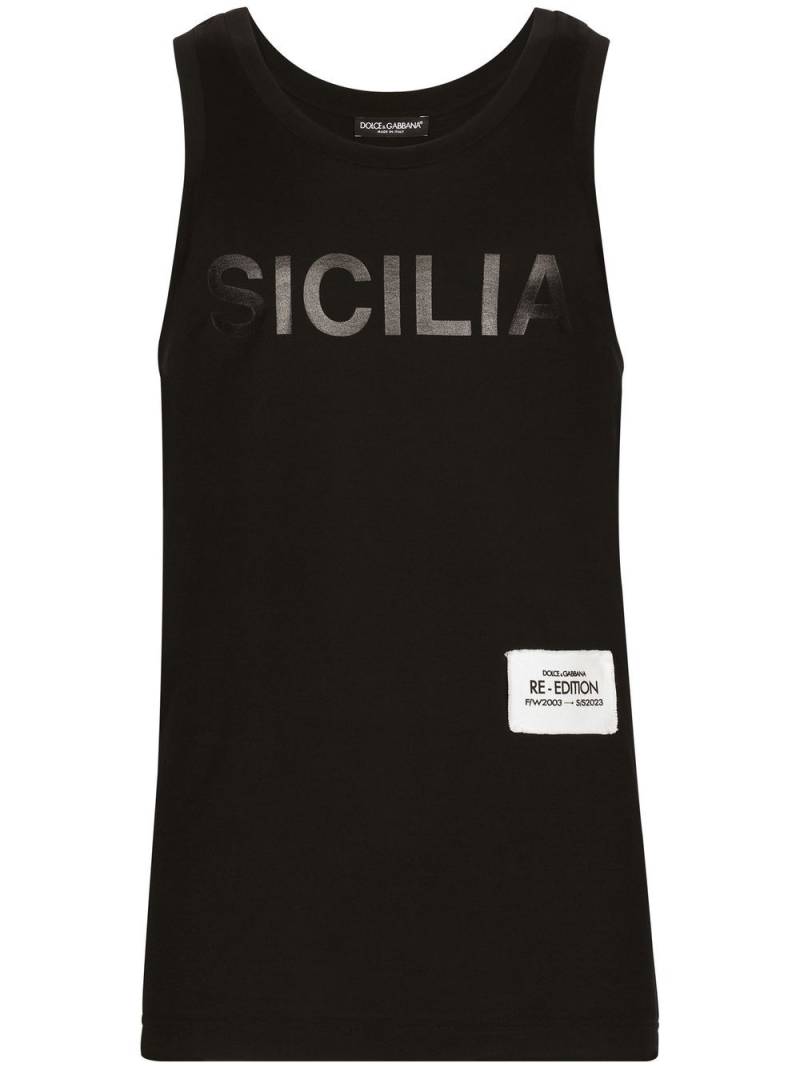 Dolce & Gabbana logo-patch cotton vest - Black von Dolce & Gabbana