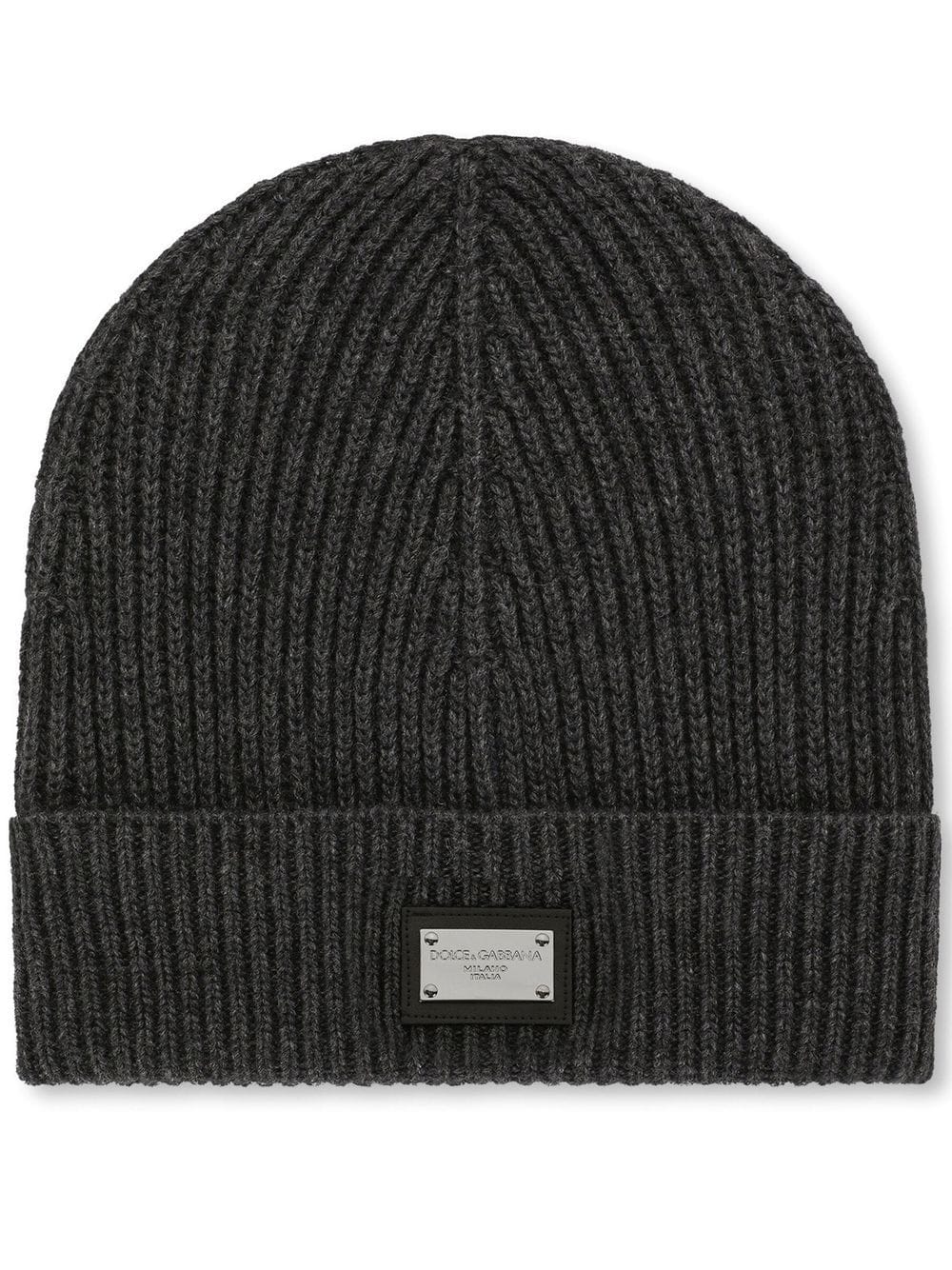 Dolce & Gabbana logo-tag cashmere-wool beanie - Grey von Dolce & Gabbana