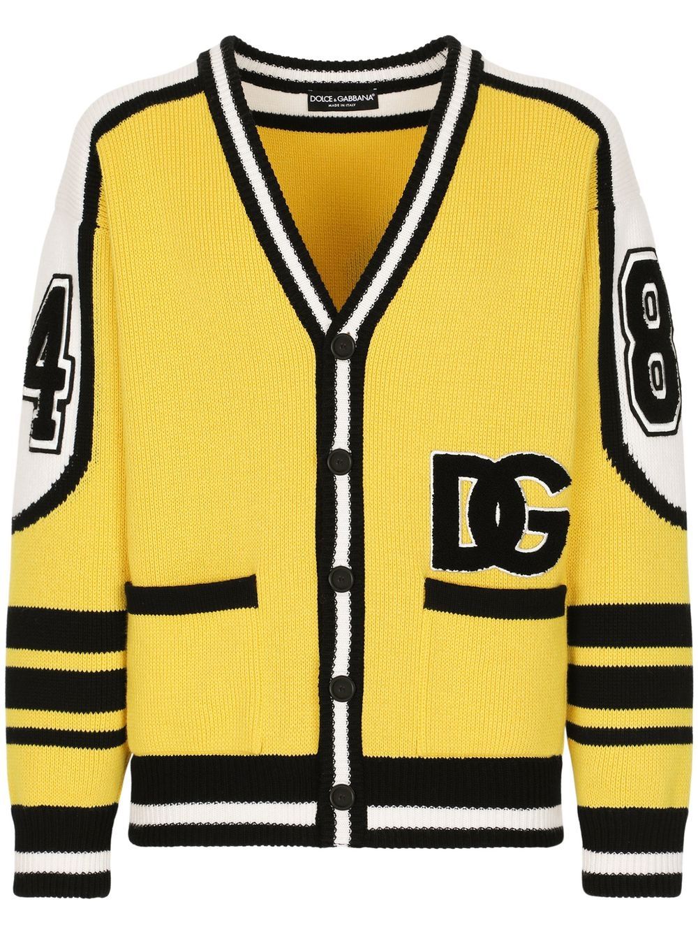 Dolce & Gabbana logo-patch panelled cardigan - Yellow von Dolce & Gabbana