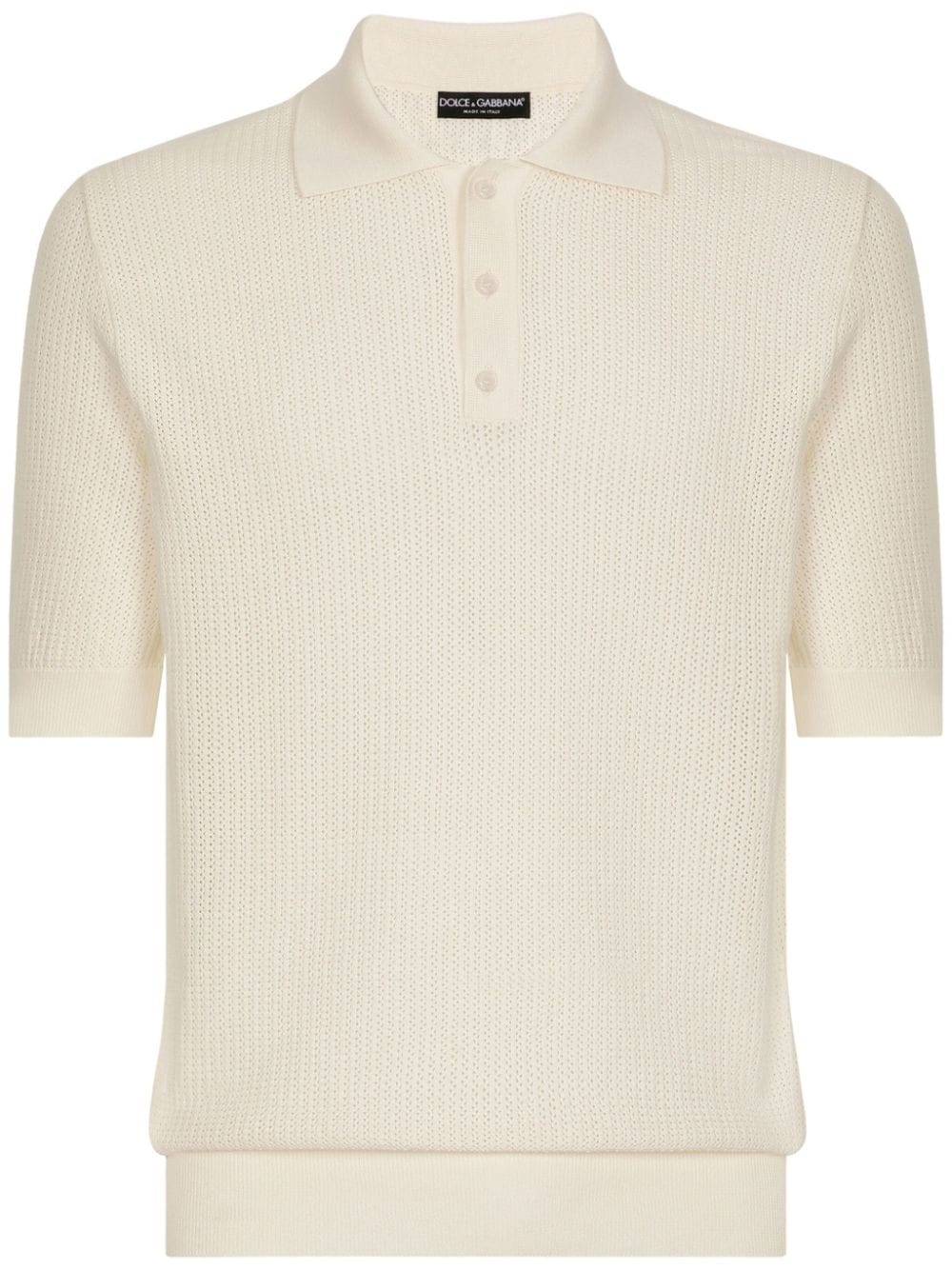 Dolce & Gabbana logo-patch short-sleeve polo shirt - Neutrals von Dolce & Gabbana