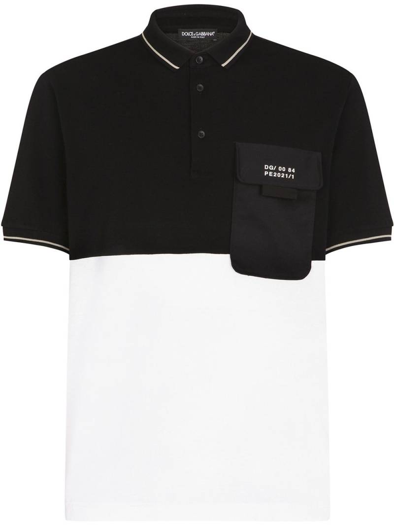 Dolce & Gabbana logo-patch two-tone polo shirt - Black von Dolce & Gabbana