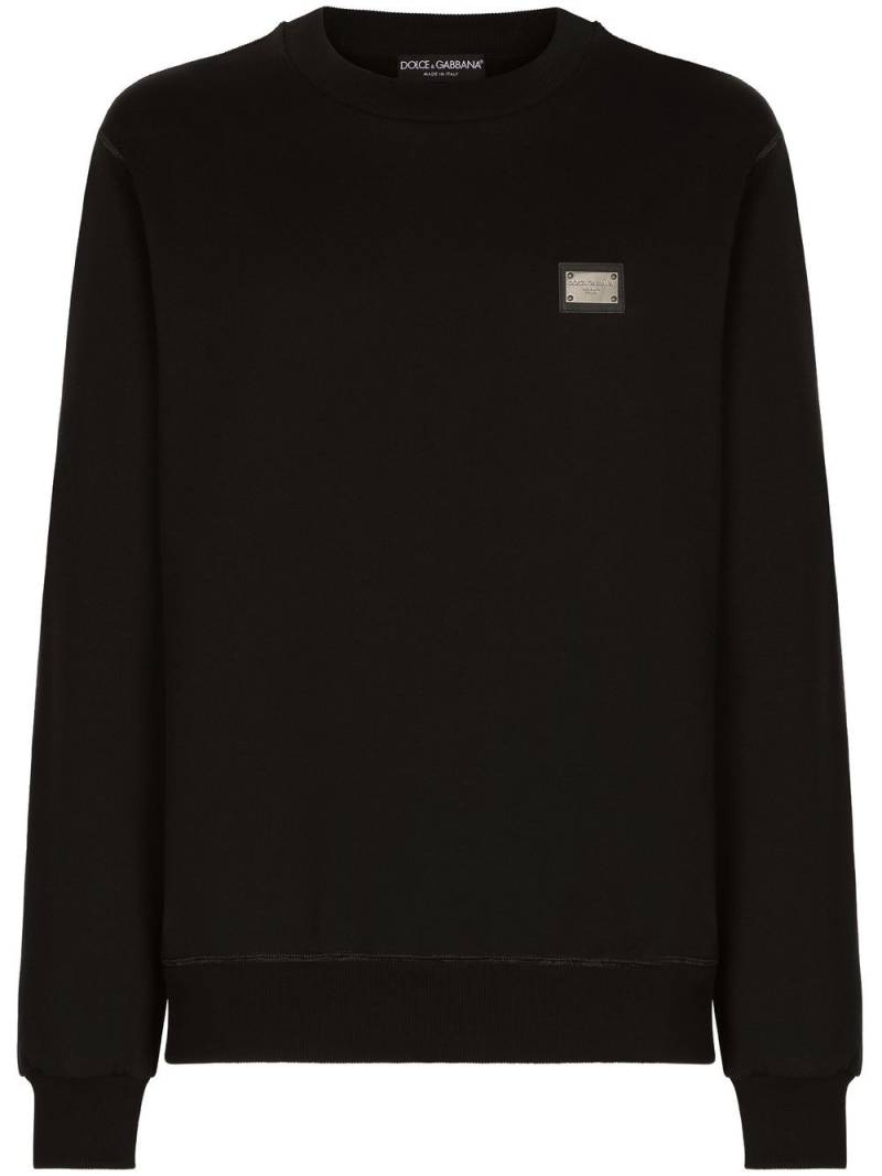 Dolce & Gabbana logo-tag cotton sweatshirt - Black von Dolce & Gabbana