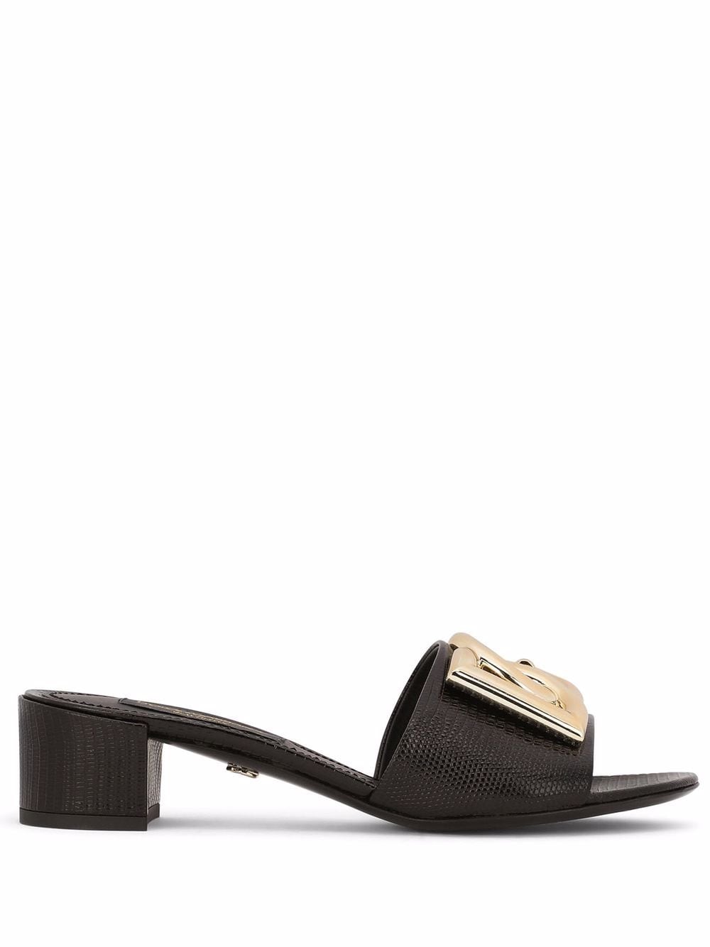 Dolce & Gabbana DG-logo iguana-print mules - Black von Dolce & Gabbana