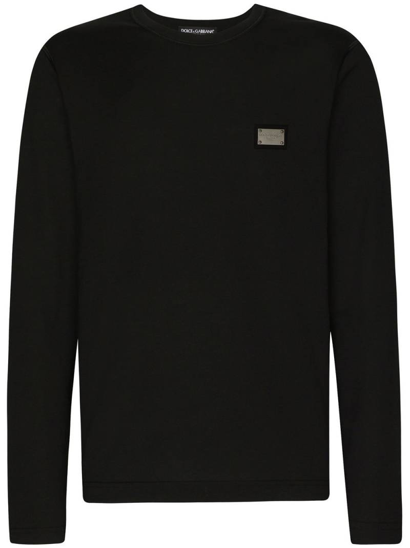 Dolce & Gabbana logo-tag long-sleeve T-shirt - Black von Dolce & Gabbana