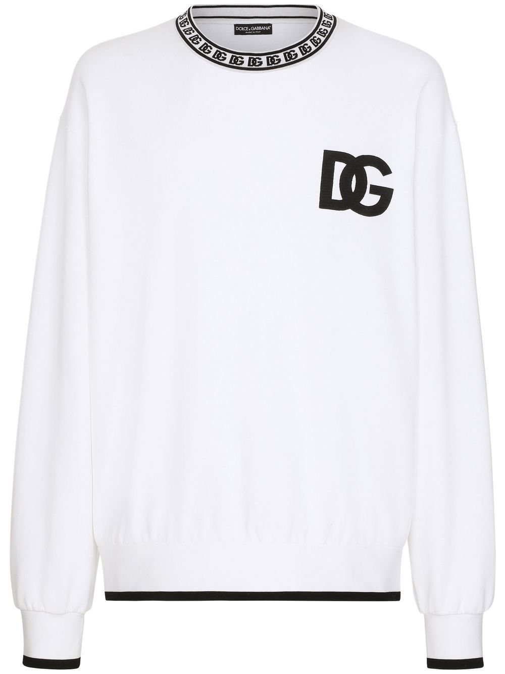 Dolce & Gabbana logo-embroidered cotton sweatshirt - White von Dolce & Gabbana