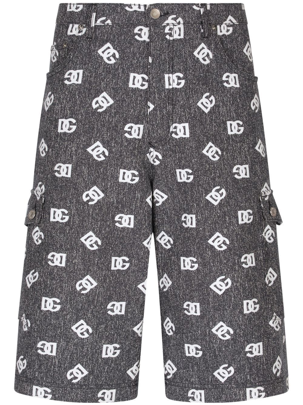 Dolce & Gabbana logo-print denim cargo shorts - Black von Dolce & Gabbana