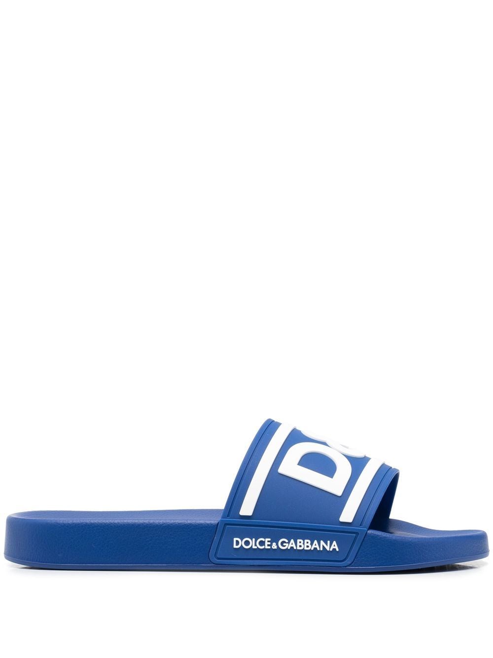 Dolce & Gabbana logo-print detail pool slides - Blue von Dolce & Gabbana