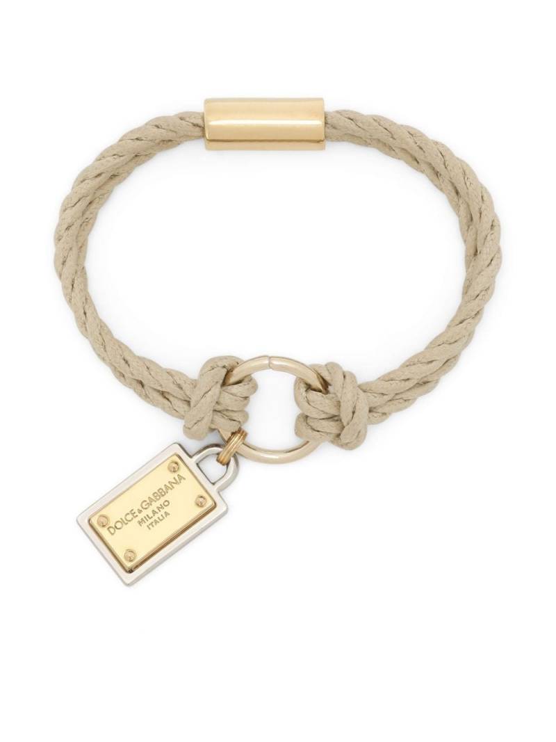 Dolce & Gabbana logo-tag rope bracelet - Neutrals von Dolce & Gabbana