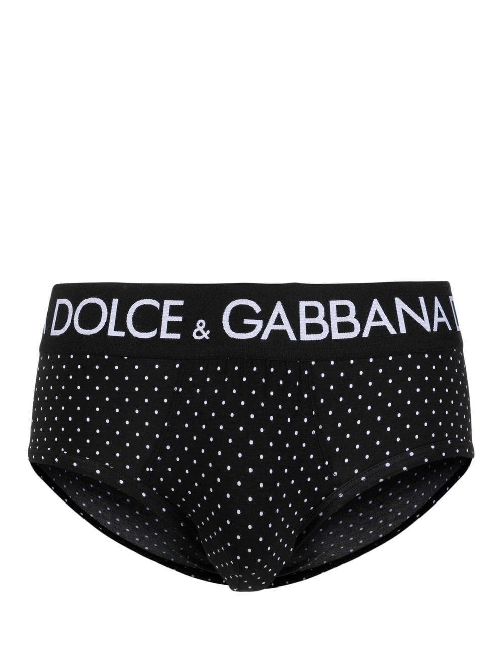 Dolce & Gabbana logo-waistband polka-dot briefs - Black von Dolce & Gabbana