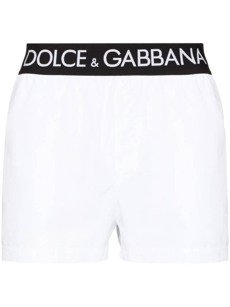 Dolce & Gabbana logo-waistband swim shorts - White von Dolce & Gabbana