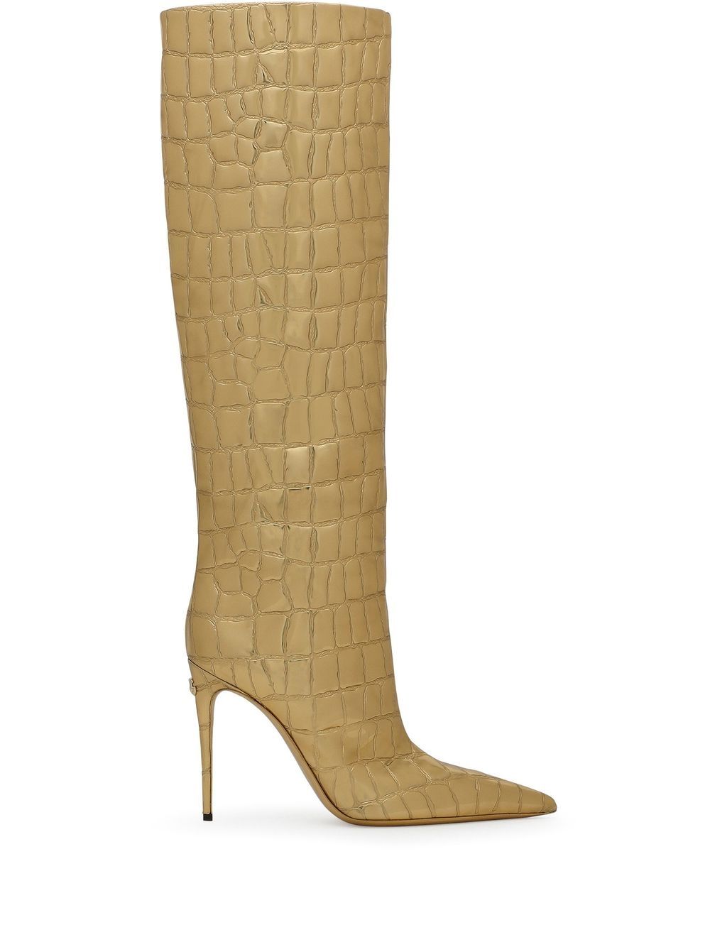 Dolce & Gabbana metallic croc-effect knee boots - Neutrals von Dolce & Gabbana