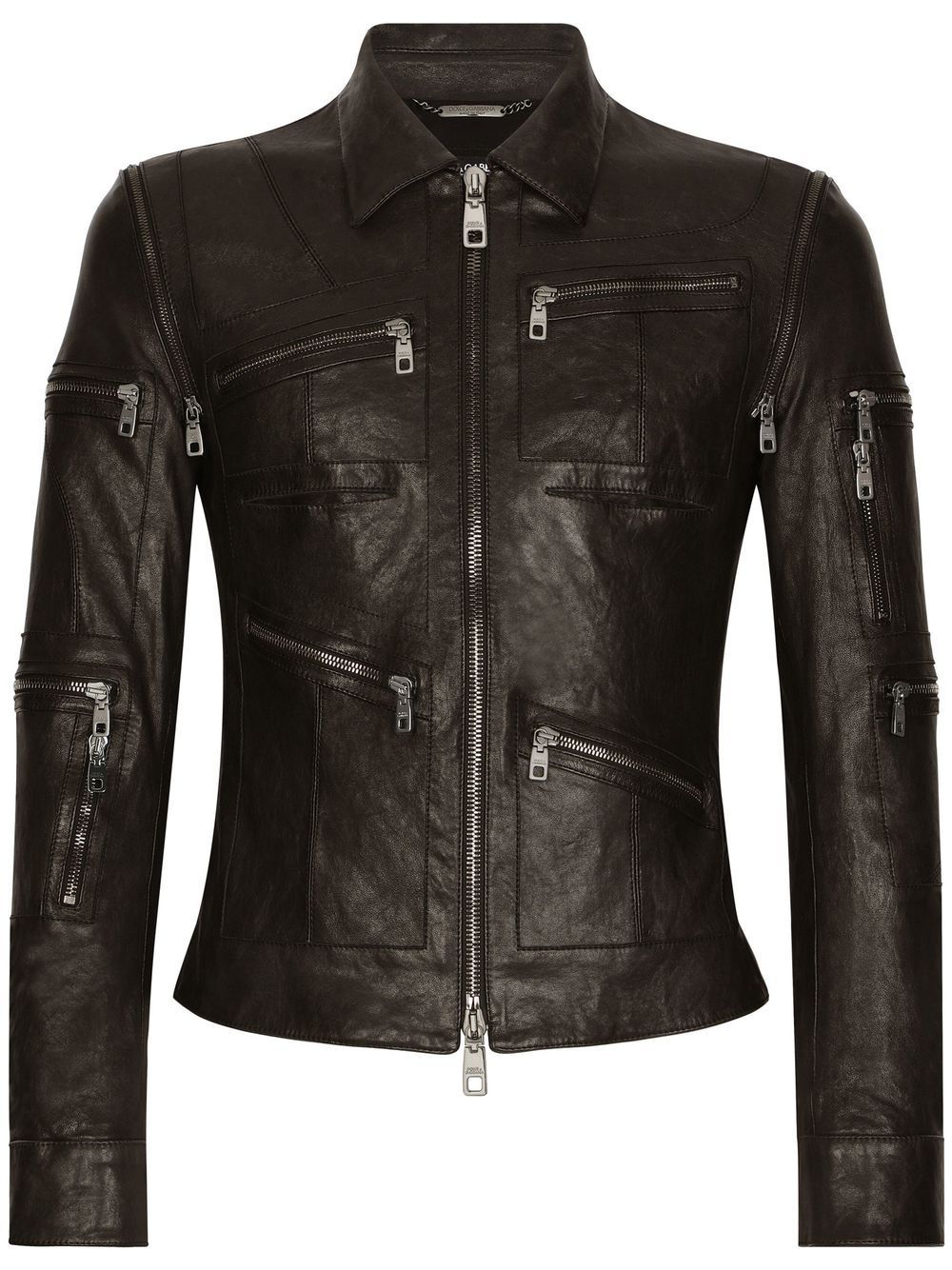 Dolce & Gabbana leather biker jacket - Black von Dolce & Gabbana