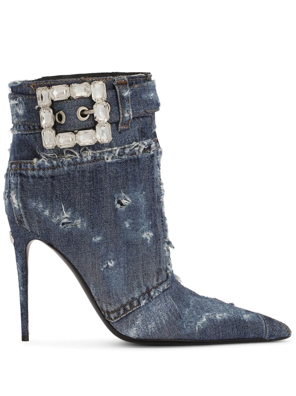 Dolce & Gabbana embellished patchwork-denim ankle boots - Blue von Dolce & Gabbana