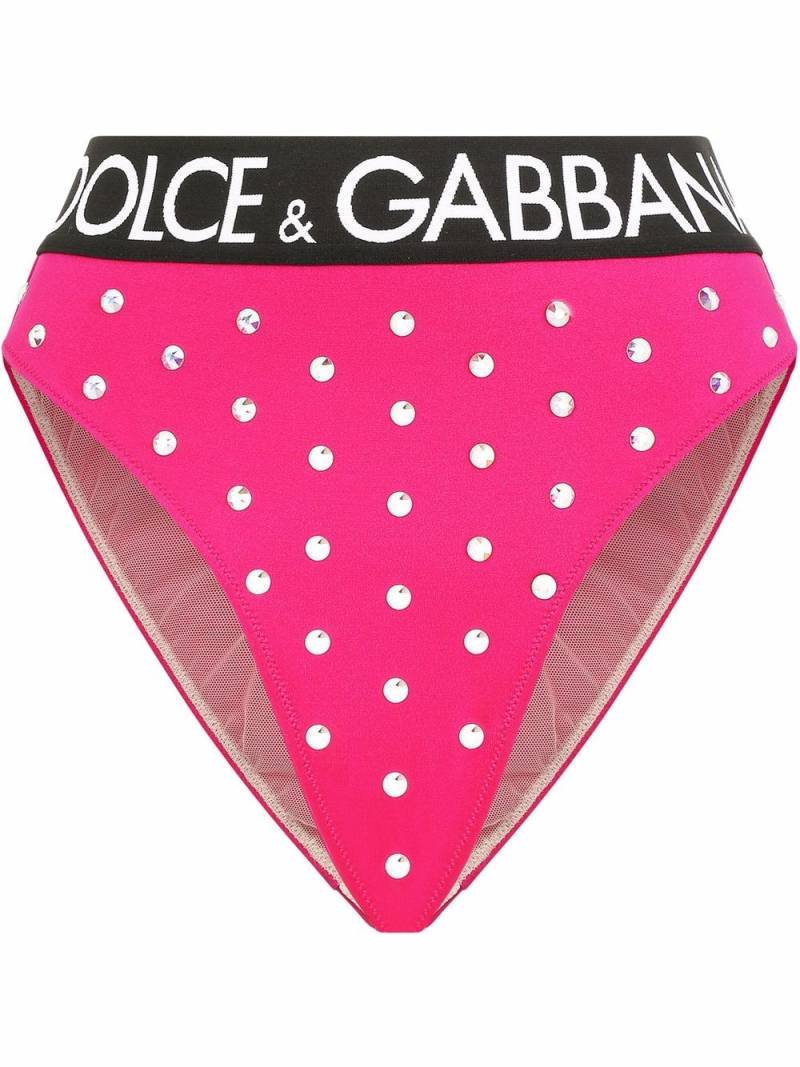 Dolce & Gabbana rhinestone-embellished high-waisted briefs - Pink von Dolce & Gabbana