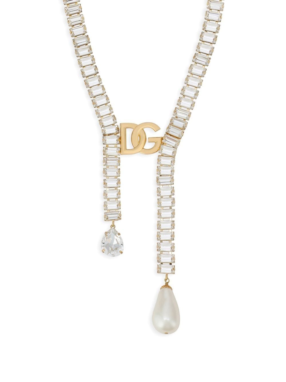 Dolce & Gabbana rhinestone-embellished logo necklace - Gold von Dolce & Gabbana