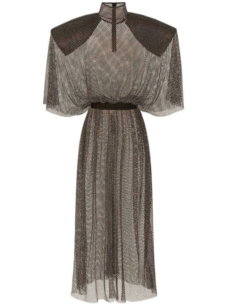 Dolce & Gabbana rhinestone-embellished mesh maxi dress - Grey von Dolce & Gabbana