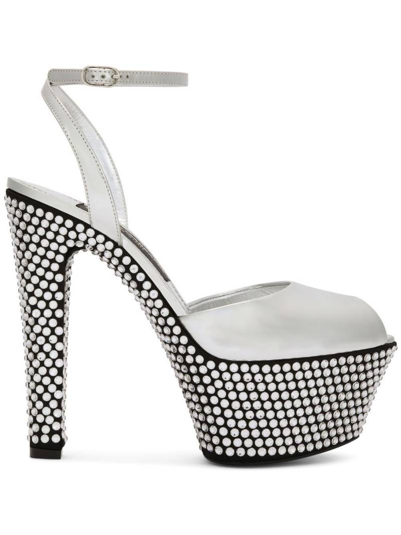 Dolce & Gabbana 150mm rhinestone-embellished platform sandals - Silver von Dolce & Gabbana