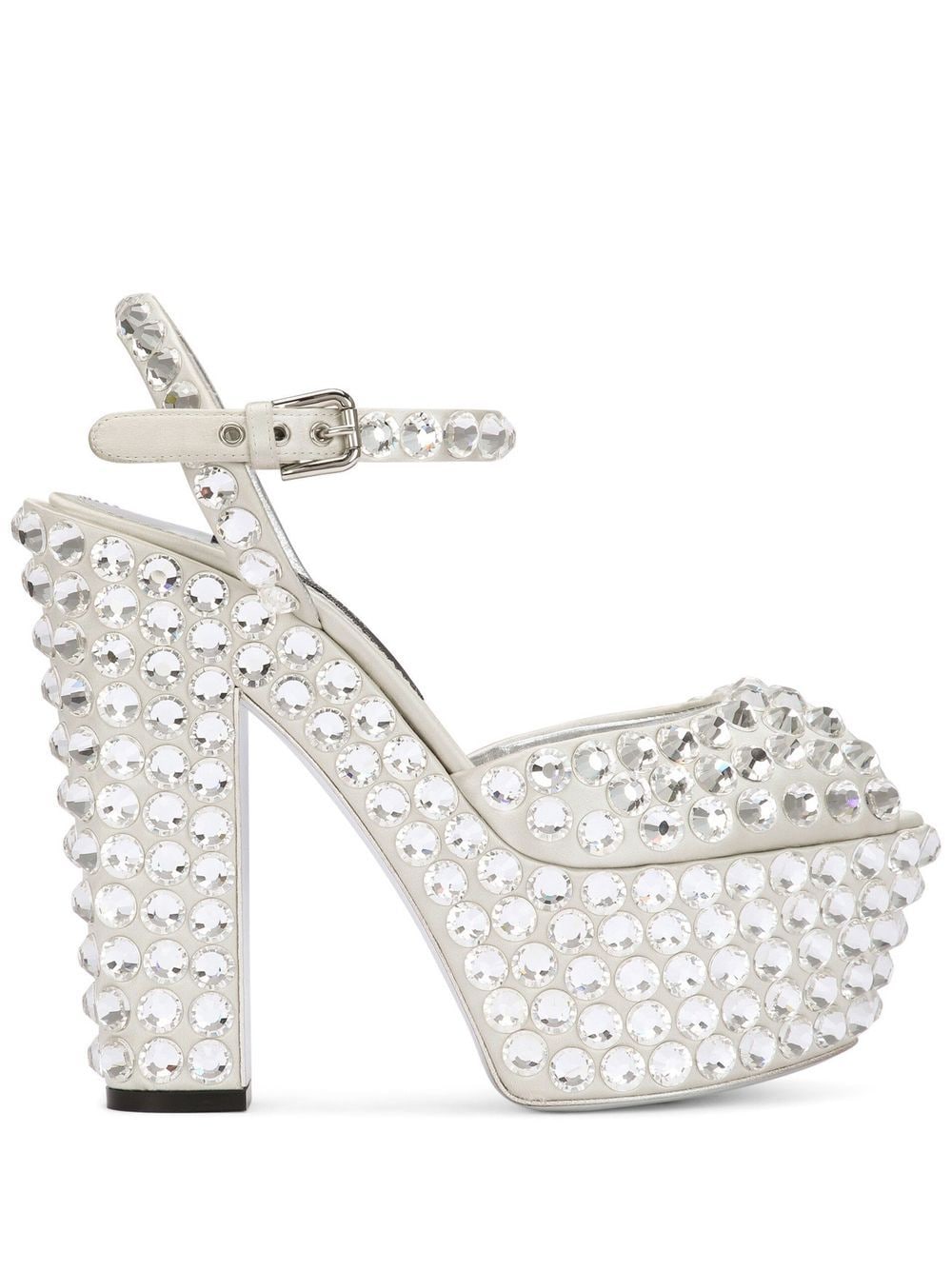 Dolce & Gabbana 130mm rhinestone-embellished platform pumps - White von Dolce & Gabbana