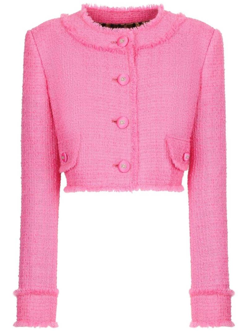 Dolce & Gabbana round-neck cropped tweed jacket - Pink von Dolce & Gabbana