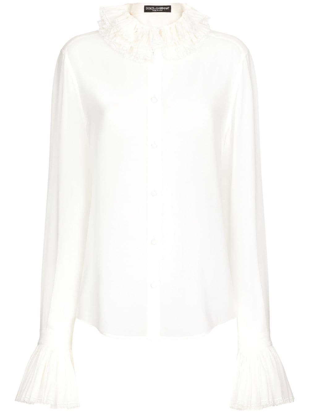 Dolce & Gabbana ruffled silk-blend shirt - White von Dolce & Gabbana