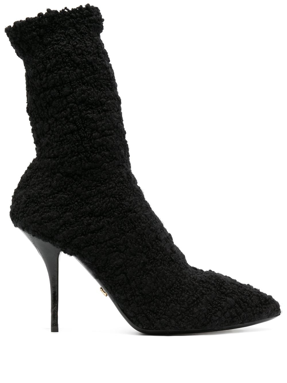 Dolce & Gabbana shearling stiletto heel boots - Black von Dolce & Gabbana