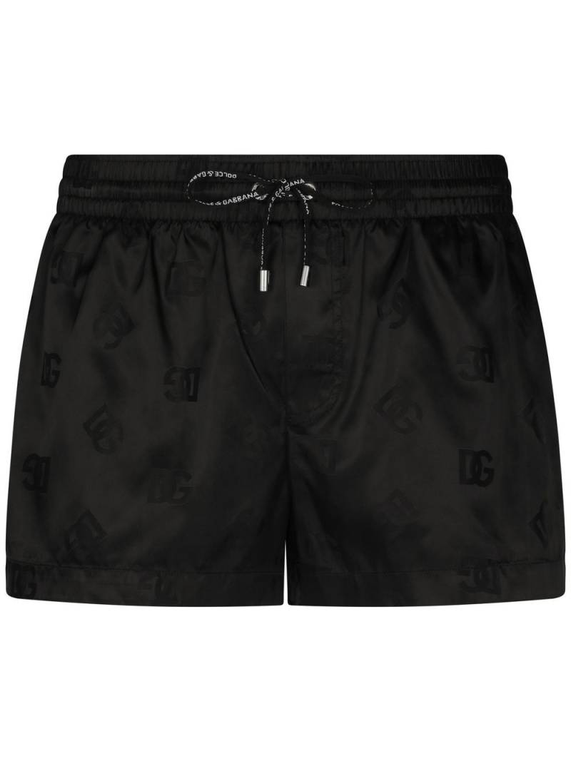 Dolce & Gabbana DG Monogram jacquard swim shorts - Black von Dolce & Gabbana